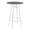 Lumisource Clara Round Bar Table in Vintage White Metal with Espresso Bamboo BT-CLARARN VWE